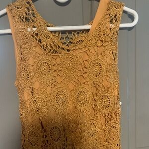 Joseph Abboud gold crochet tank